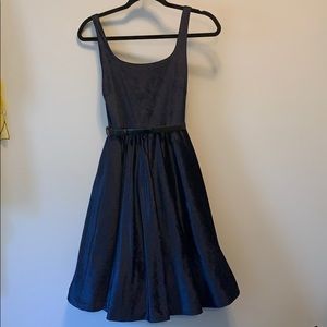 Alice + Olivia navy blue belted flare dress